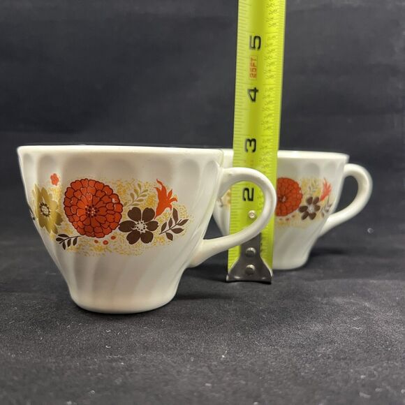Tempo By Scio Vintage Yellow Orange Floral Cup And Saucer Set Of 2 Retro - Picture 12 of 14